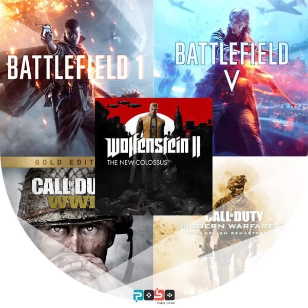 اکانت قانونی باندل بازی های (BF V+BF1+COD mw2+Cod WW2+wolfenstein II) ظرفیت2-Ps4